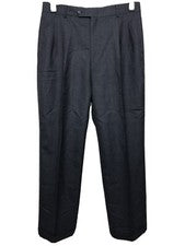 Pantalones de vestir para hombre grises plisados bolsillos a cuadros polacos hechos a mano talla 35 + Q-2