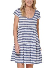 Tommy Hilfiger Mujer Azul Rayas Anchas Manga Gorra Vestido Encubrimiento S/M