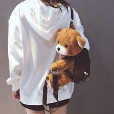 Mujeres Niña Linda Mochila Oso Imitación Cuero Preppy Bolso Escolar Esponjoso Muñeca Moda