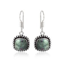 Pendientes colgantes de piedras preciosas de plata de ley 925 para mujer corte cojín gota joyería