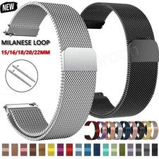 15 16 18 20 22 mm cierre magnético malla correa de reloj acero inoxidable correa de metal nuevo