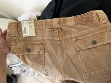 PANTALONES GUESS OFF PASARELA TRABAJO INFORMALES CÓMODOS SUAVES PANA BEIGE ALGODÓN 33 NUEVOS CON ETIQUETAS $108