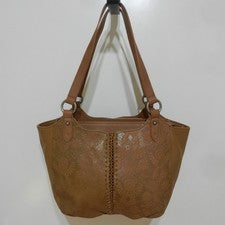 Bolso de Hombro THE SAK Bolinas Marrón Flor de Tabaco Cuero Repujado 2 Asas