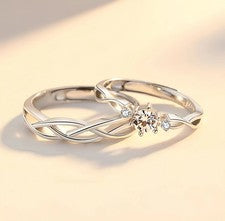 Anillo de plata de ley 925 con bandas ajustables giratorias para mujer joyería de compromiso regalo