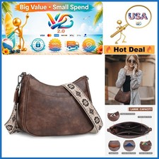 Cartera Bandolera Mujer Cuero con Correa Ajustable y Múltiples Bolsillos