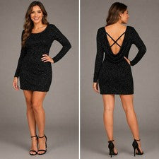 Minivestido ceñido al cuerpo para mujer grande brillante Y2K Club Core glamour moderno elegante