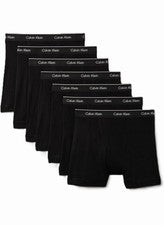 Paquete de 7 calzoncillos boxer Calvin Klein de algodón elástico para hombre talla grande negros