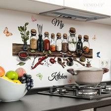 Pegatina de pared de PVC colorida de fácil aplicación para cocina y balcón diseño extraíble