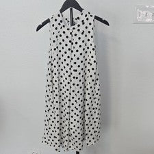 Vestido midi para mujer Seven Islands a lunares sin mangas con lazo S blanco negro