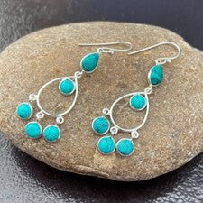 Pendientes de plata de ley 925 hechos a mano con piedras preciosas de turquesa natural joyería