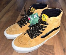 Nuevos Zapatos Para Hombres Vans Sk8 Hi HEIQ Resistentes al Agua Gamuza Cuero Dorado Talla 8.5