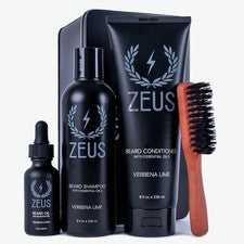 Zeus Beard Deluxe Juego de Cuidado Cepillo de Aceite para Lavado de Barba Hecho en EE. UU. Elige Aroma