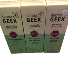 Derma Geek Crema Facial Suero Beta Hidroxi Retinoide Cuidado de la Piel Brillo Set de 3 Rostros