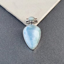 Colgante de piedras preciosas Larimar sólido de plata de ley 925 hecho a mano increíble colgante MK*