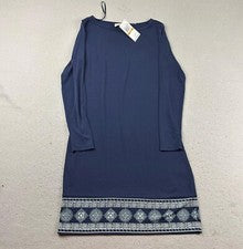 Vestido Michael Kors Mujer Pequeño Azul Tejido Bodycon Mangas Largas Ligero Nuevo con Etiquetas