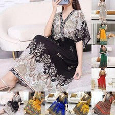 Vestido de mujer vestido largo verano vestido estampado floral cintura elástica dobladillo grande