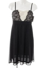 Vestido Esprit Empire mujer talla 36 negro elegante encaje fruncido minivestido