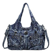 Moda Para mujeres Denim Jean Bolso de Mano Carteras Punk Viaje Informal Bolsos de Hombro Nuevo