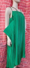 Vestido para mujer Plusmall plisado verde drapeado bolsillo tres cadenas tiras talla 2/M #Z
