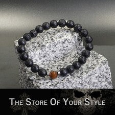 Pulsera de perlas piedra de lava ojo de tigre lava piedra volcánica pulsera unisex informal
