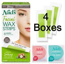 Nad's Tiras de Cera Facial Depilación Facial Manteca de Karité Lote de 4 Cajas Regalo Cuidado Personal