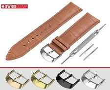 Correa de reloj para hebilla + pasadores de cuero genuino MARRÓN CLARO para RAYMOND WIL Weil