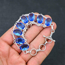 Pulsera de joyería de plata esterlina 925 hecha a mano con piedras preciosas ...