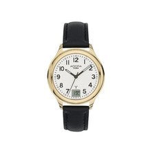 Adora Radio Reloj de Mujer Negra Pulsera Cuero Ø 35mm Análogo Acero Inox 5 BAR