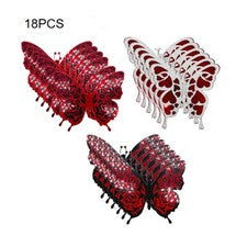 Juego de 18 pegatinas de pared mariposa 3D doradas para decoración de hogar y oficina
