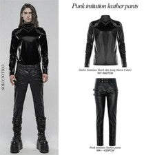 Genial Punk Imitación Cuero Cinturón Decoración Delgado Hombres Pantalones Rock Negro Pantalones