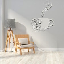 Calcomanías de pared acrílicas para taza de café decoración del hogar para paredes de dormitorio