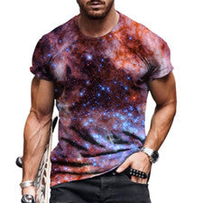 Camisetas Hombres Moda Estrellas Cosmos Gráfico Manga Corta Ultra Suave Tee Top