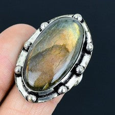 Anillo de joyería de plata esterlina 925 hecho a mano con piedras preciosas...