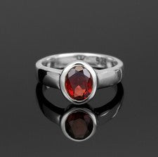 Anillo de piedras preciosas ovaladas de plata de ley 925 granate rojo para damas joyería regalo joyería