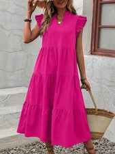 Balvessa Maxi Vestido para Mujer en Rosa Caliente