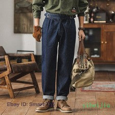 Pantalones de mezclilla para hombre Gurkha pantalones informales vintage cintura alta estilo británico
