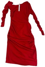 Vestido midi acanalado rojo para mujer Susana Monaco mangas largas hombro abierto talla XL