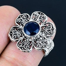 Anillo de joyería de plata esterlina 925 hecho a mano con piedras preciosas...