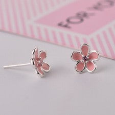 Pendientes Flor Rosa Flor Plata de Ley 925 Rosa Pendientes