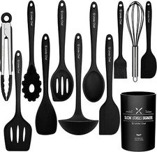 Juego de utensilios de cocina de silicona de 12 piezas espátula antiadherente herramientas regalo con soporte mejor