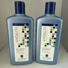 2 champú antiedad con células madre de argán Andalou Naturals, cuidado adelgazante del cabello