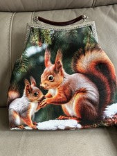 Bolso tapiz hecho a mano para mujer diseño ardilla ojos con cuentas nuevo