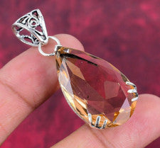 Colgante de plata de ley 925 hecho a mano con piedras preciosas de morganita joyas regalos por amor