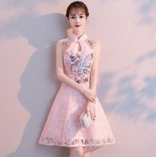 Vestido Cheongsam de verano de moda para mujer estilo chino rosa vestido de dama de honor