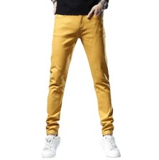 Otoño Moda Ocio Deportes Pies Pantalones de mezclilla Para hombres Negocios Ajustados Elastizados Pantalones