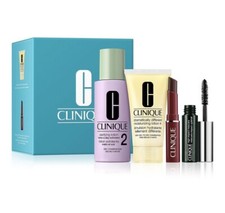 Juego de 4 piezas de lápiz labial Clinique Black Honey Almost, DDML, rímel, loción clarificante