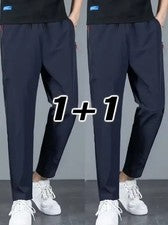 Conjunto de 2 piezas de pantalones de chándal elásticos de cintura elástica informales para hombre
