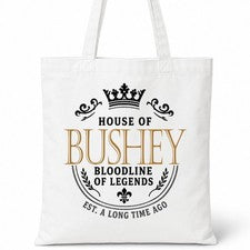 Bolso de Mano BUSHEY Family Apellido Casa de Algodón Blanco