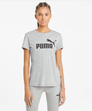 Camiseta para mujer PUMA Essentials Logo, estilo #58597303, talla L, color gris claro jaspeado