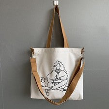 Bolso de Mano y Bandolera Estilo Japonés de Lona - Lindo Diseño de Dibujos Animados